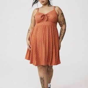 Torrid Super Soft Orange Mini Dress with White Dots, NWT, Size 0X